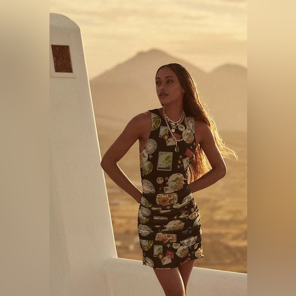 FARM RIO Farm Rio Trip Souvenir Sleeveless Ruched Tulle Mini Dress - Picture 5 of 5